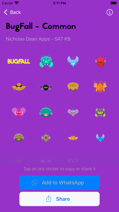 BugFall Stickers for WhatsApp