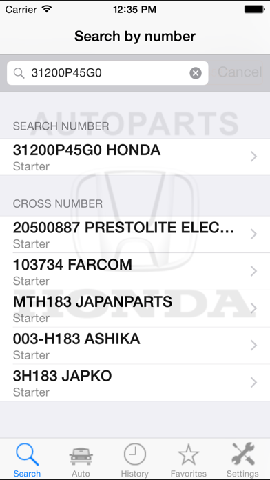 Autoparts for Honda