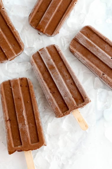 avocado fudgsicles on crushed ice