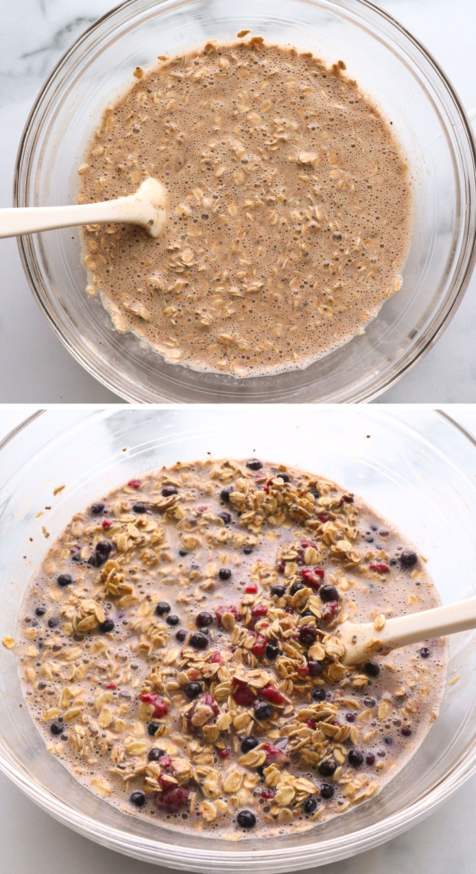 berries stirred into oatmeal mixture.