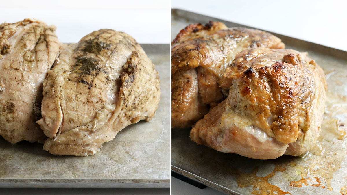 before and after of turkey under broiler