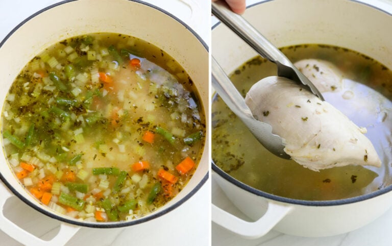 chicken removed from soup pot.