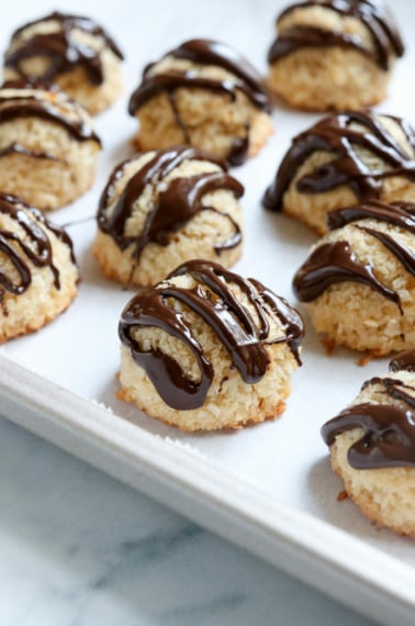 coconut macaroons with chocolate on top