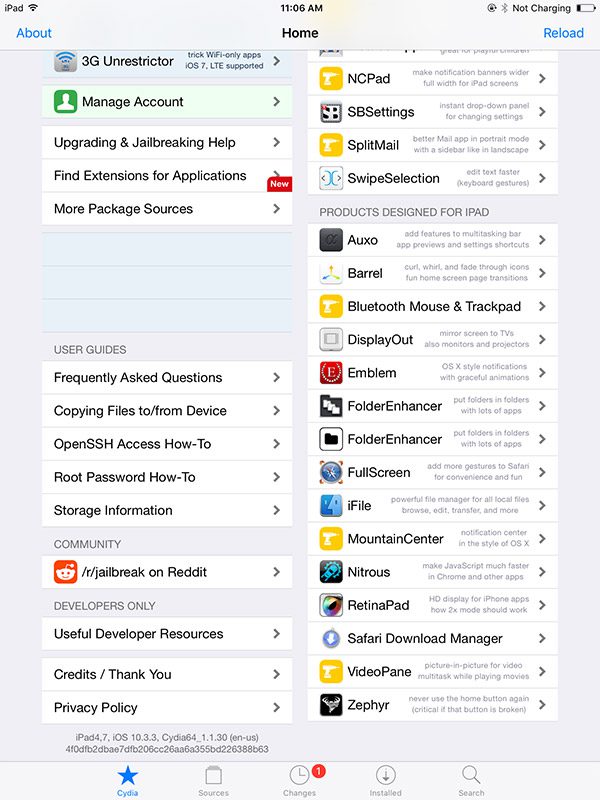 Cydia on iPhone