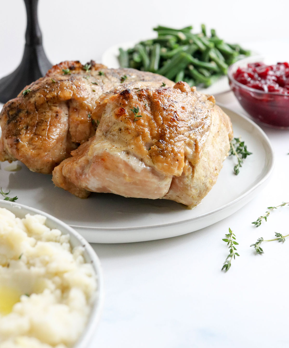 golden turkey breast on serving plate