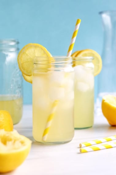 honey lemonade in 2 glasses.