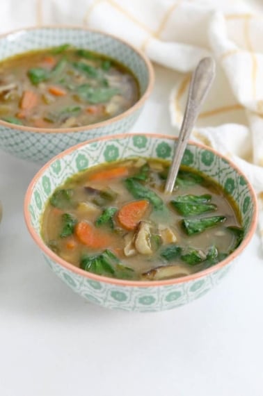 miso soup in a bowl with spoon