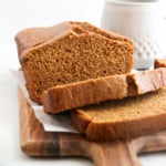 pumpkin bread sliced from the front