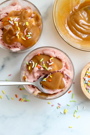 peanut butter magic shell cracked with spoon