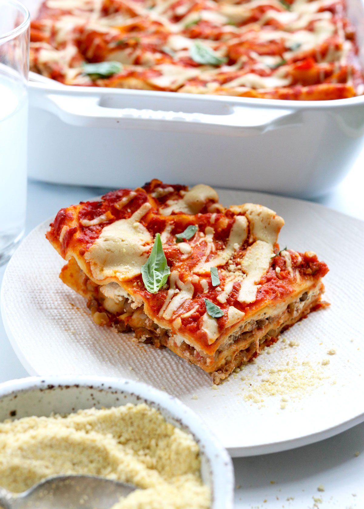 vegan lasagna slice on plate