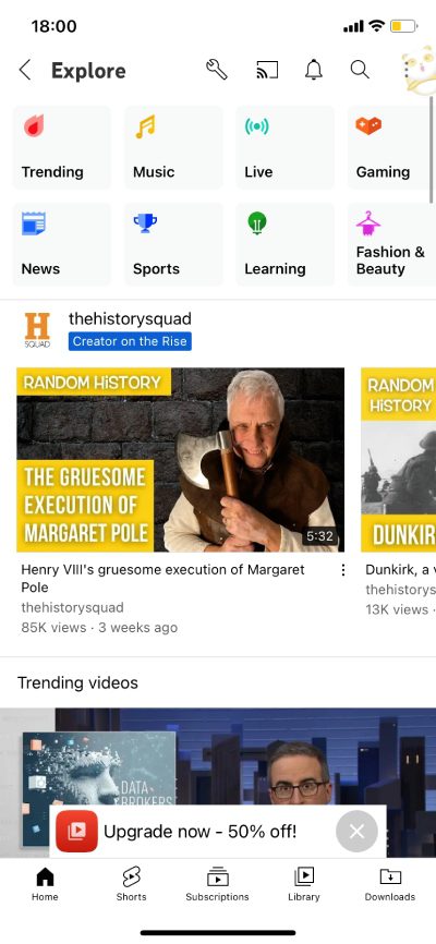 youtube explore